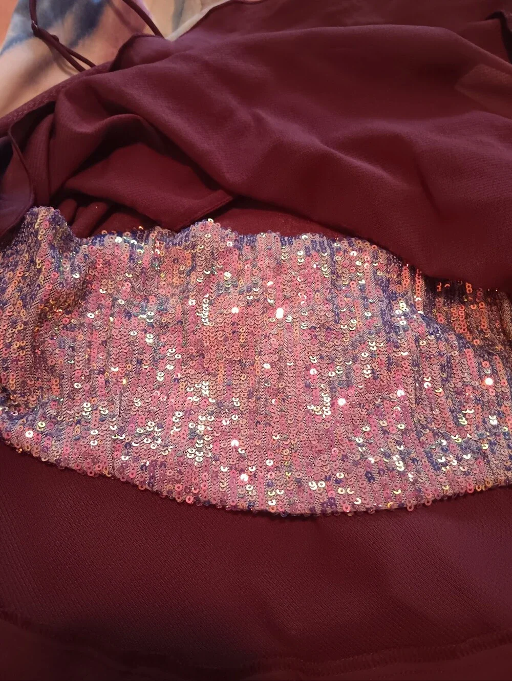Intimately By Free People Plum Silver Sequin Layered Camisole Top NWT Medium - Picture 7 of 9